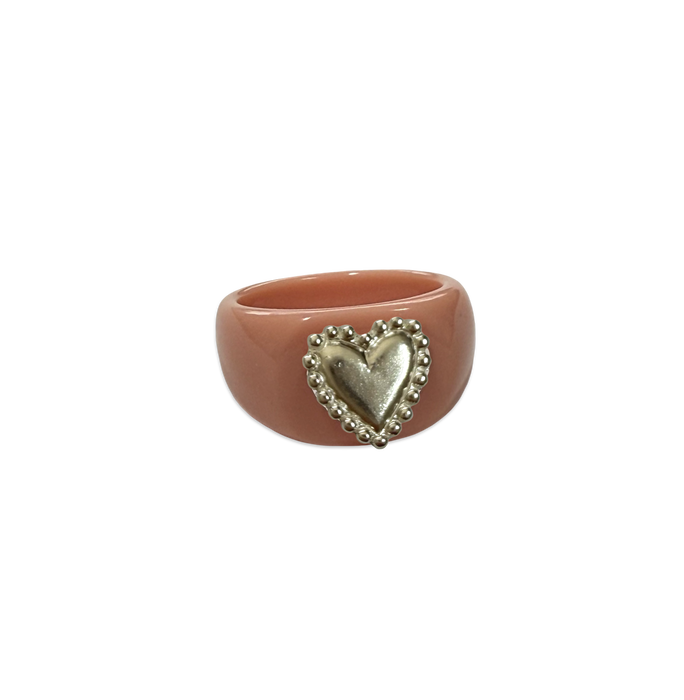 Sterling Silver Pebbled Heart Ring