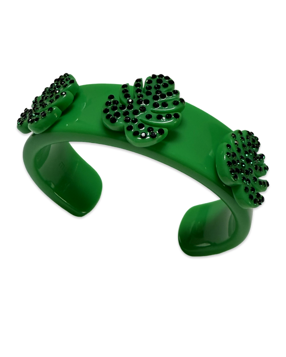 Crystal Monstera Leaf Cuff Bracelet