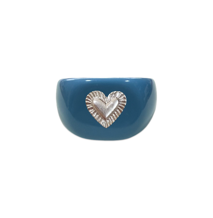 Sterling Silver Etched Heart Ring