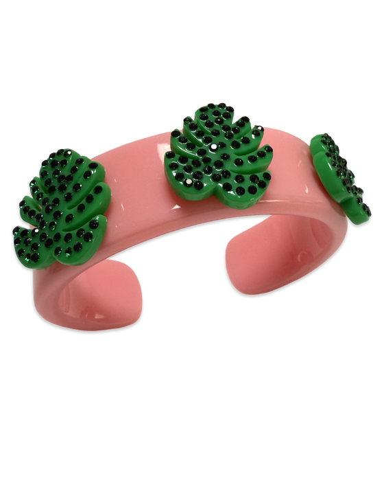 Crystal Monstera Leaf Cuff Bracelet