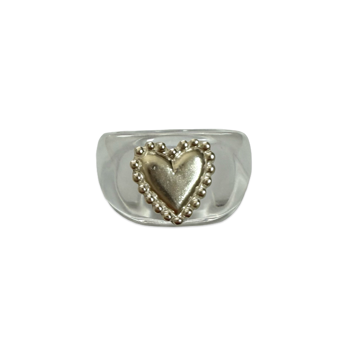Sterling Silver Pebbled Heart Ring