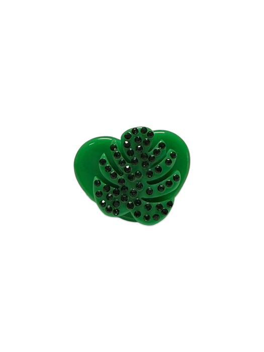 Crystal Monstera Leaf Circle and Heart Ring