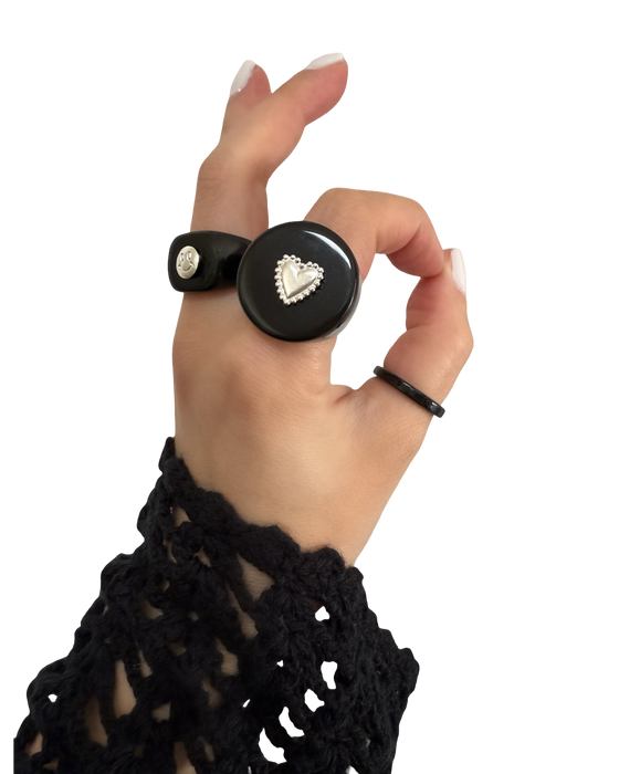 Sterling Silver Pebbled Heart Ring