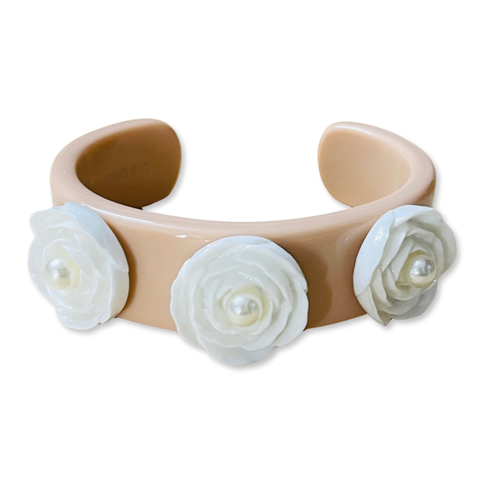 Pearl Flower Cuff Bracelet