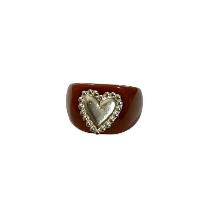 Sterling Silver Pebbled Heart Ring