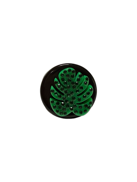 Crystal Monstera Leaf Circle and Heart Ring