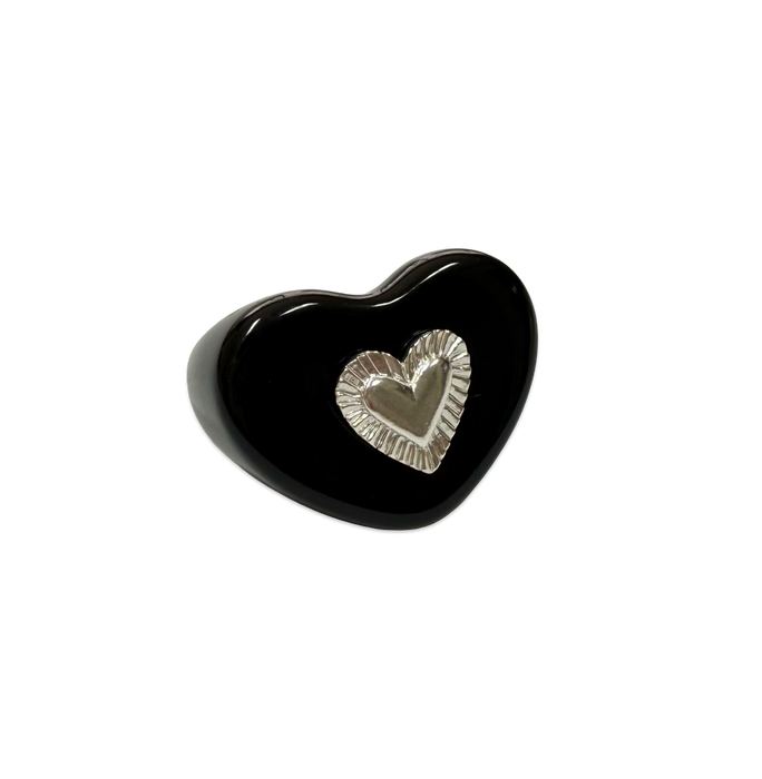 Sterling Silver Etched Heart Ring