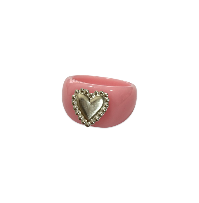 Sterling Silver Pebbled Heart Ring