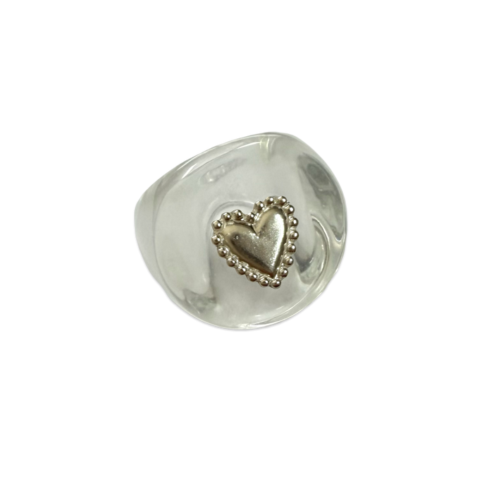 Sterling Silver Pebbled Heart Ring