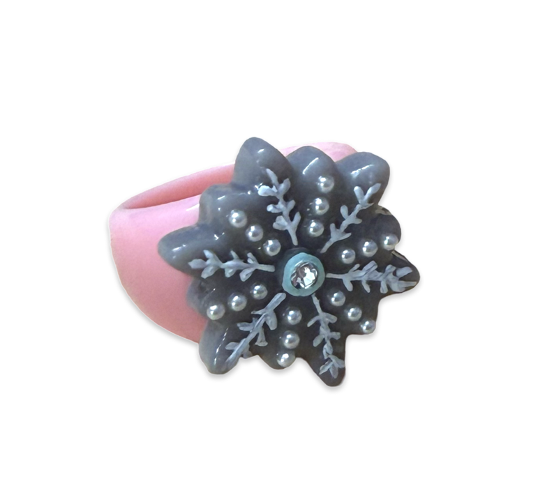 Pearl Crystal Snowflake Classic Ring