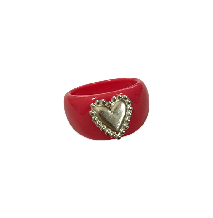 Sterling Silver Pebbled Heart Ring