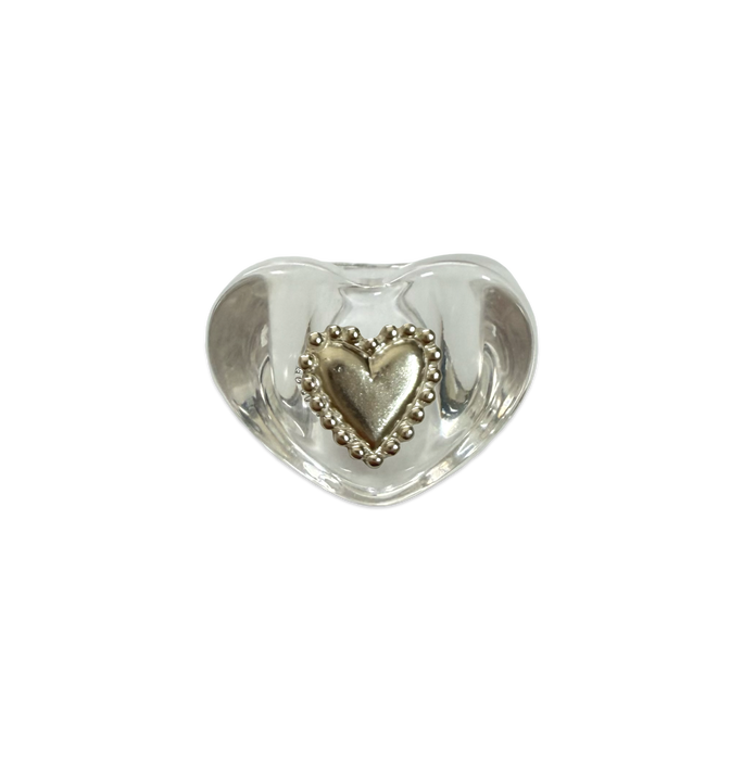 Sterling Silver Pebbled Heart Ring