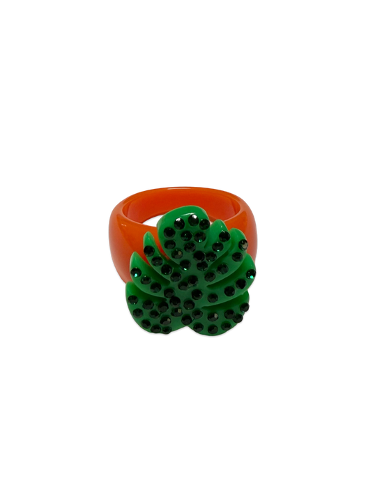Crystal Monstera Leaf Classic Ring