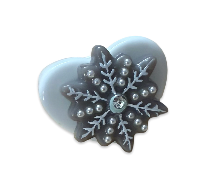 Pearl Crystal Snowflake Heart Ring
