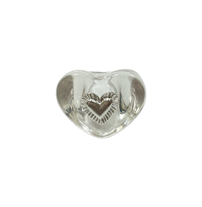Sterling Silver Etched Heart Ring