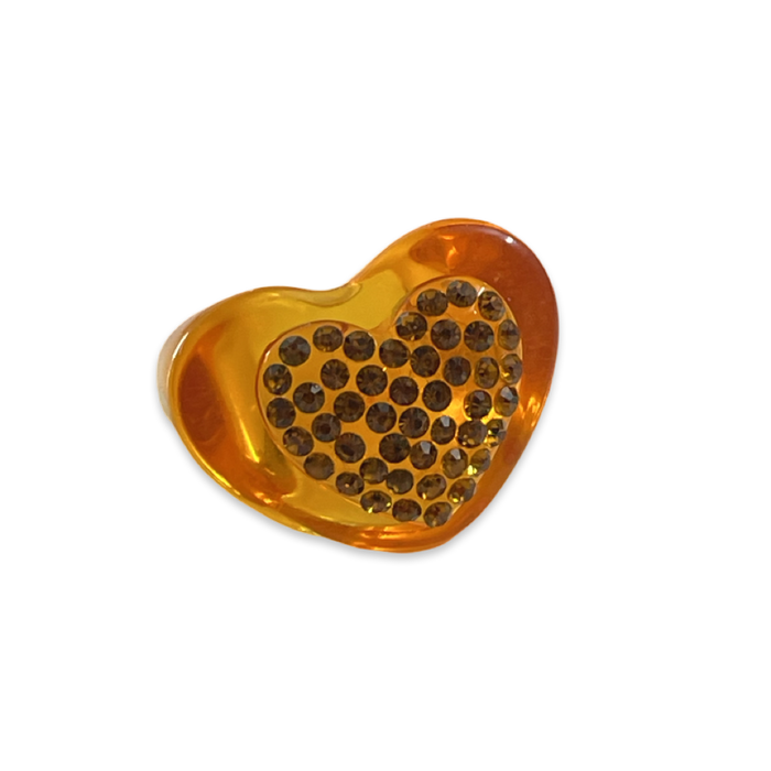 Heart Base Crystal Heart Ring