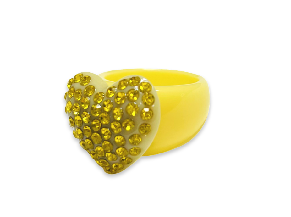 Large Crystal Heart Classic Ring