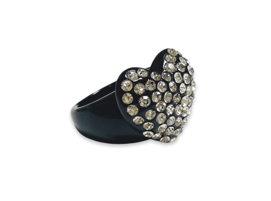 Large Crystal Heart Classic Ring