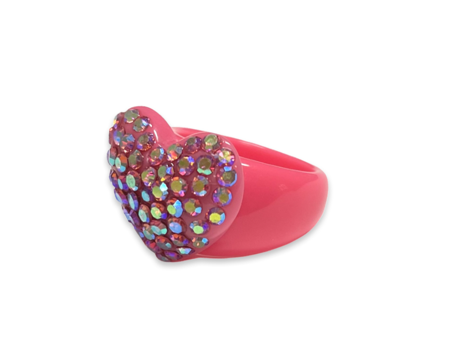 Large Crystal Heart Classic Ring
