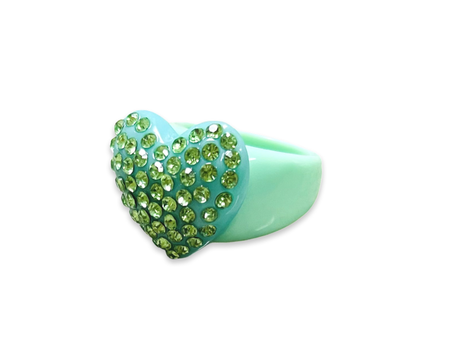 Large Crystal Heart Classic Ring