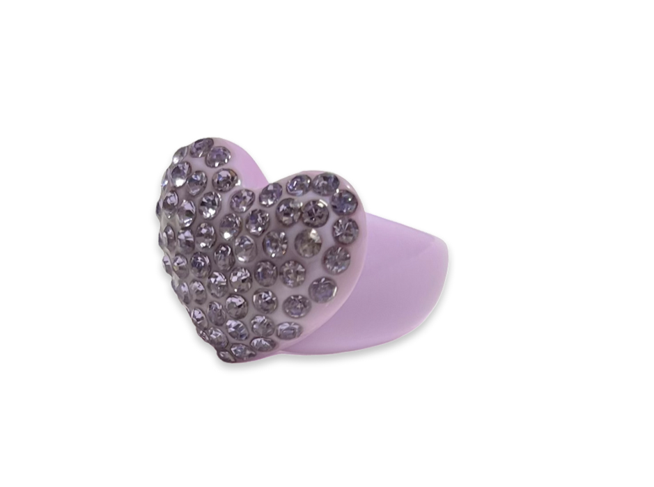 Large Crystal Heart Classic Ring