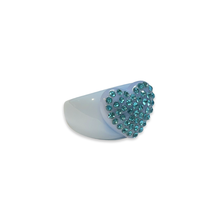 Small Crystal Heart Classic Ring