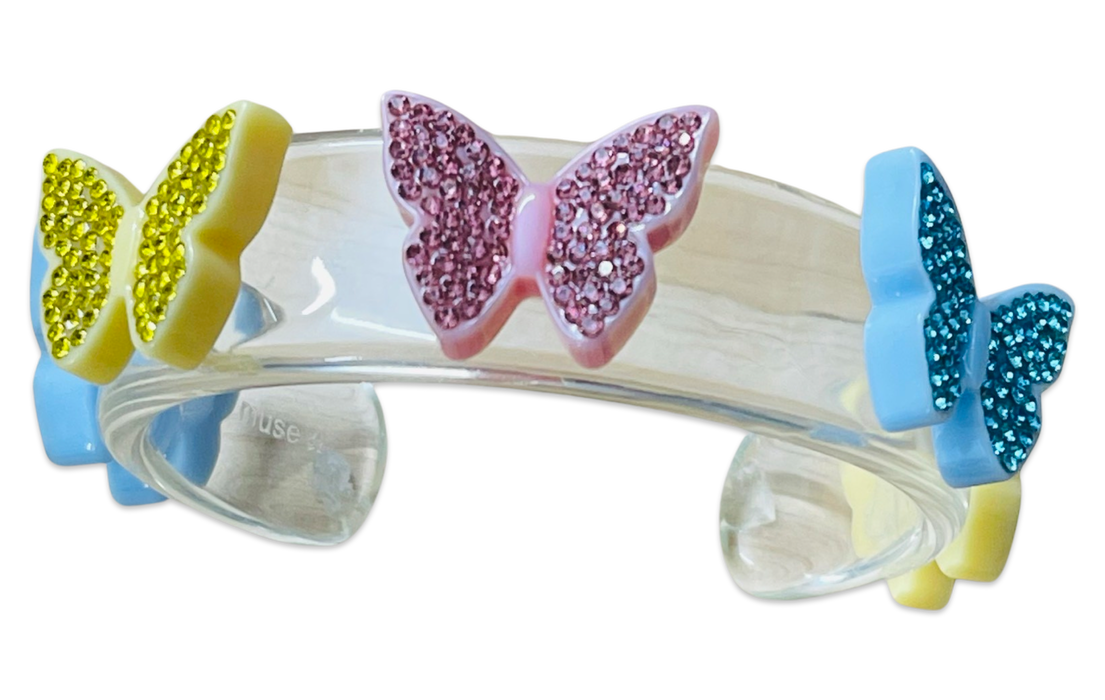 Crystal Butterflies Wide Cuff