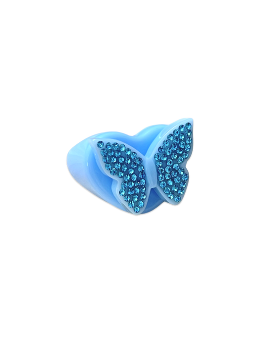 Crystal Butterfly Heart Ring
