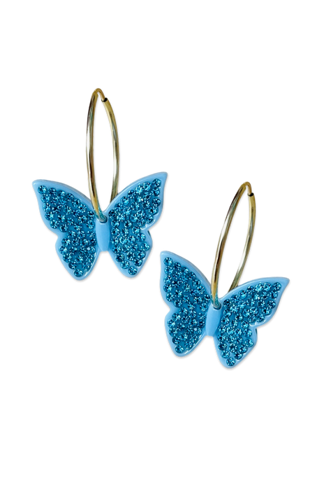 Crystal Butterfly 14KT Gold-Filled Hoops