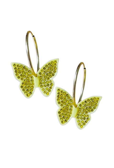 Crystal Butterfly 14KT Gold-Filled Hoops