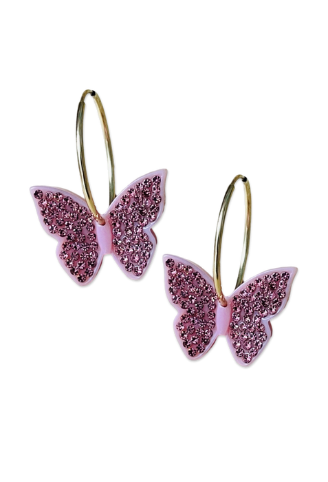 Crystal Butterfly 14KT Gold-Filled Hoops
