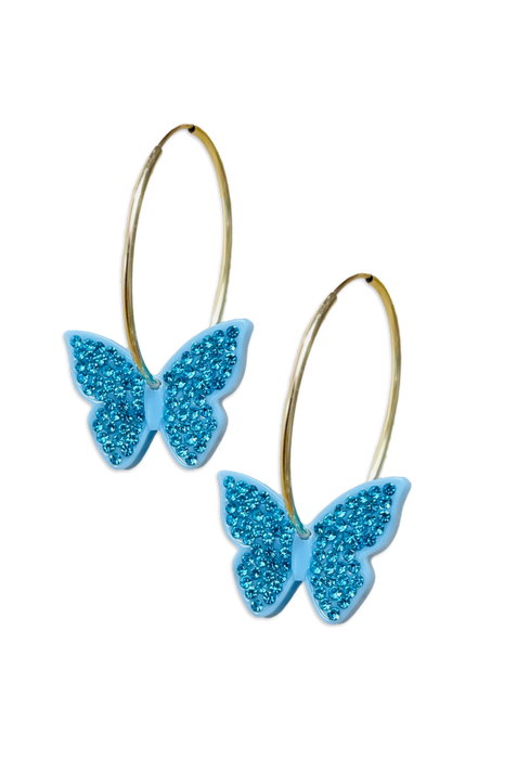 Crystal Butterfly 14KT Gold-Filled Hoops