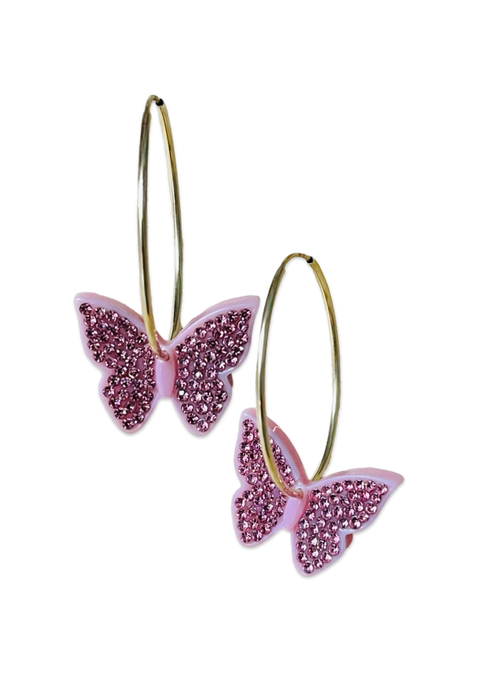 Crystal Butterfly 14KT Gold-Filled Hoops