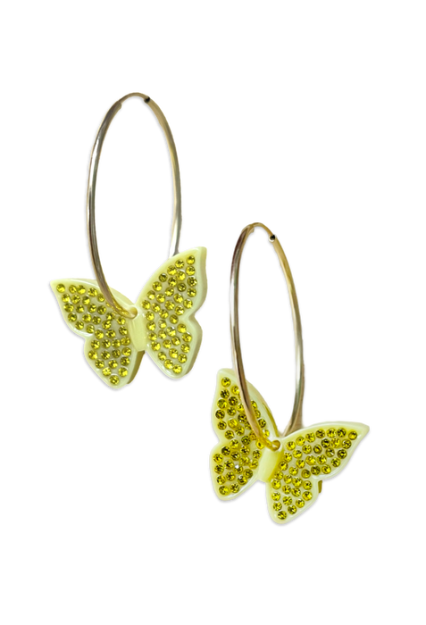 Crystal Butterfly 14KT Gold-Filled Hoops