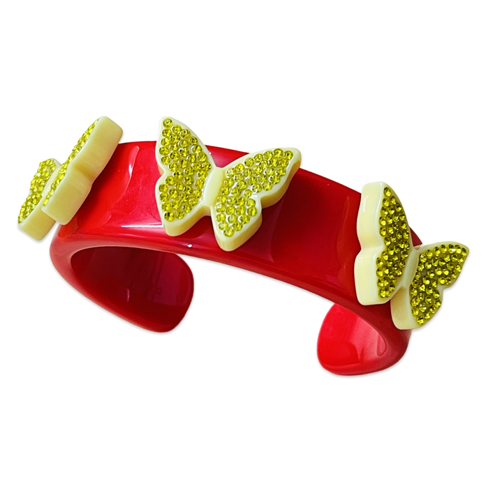 Crystal Butterflies Wide Cuff