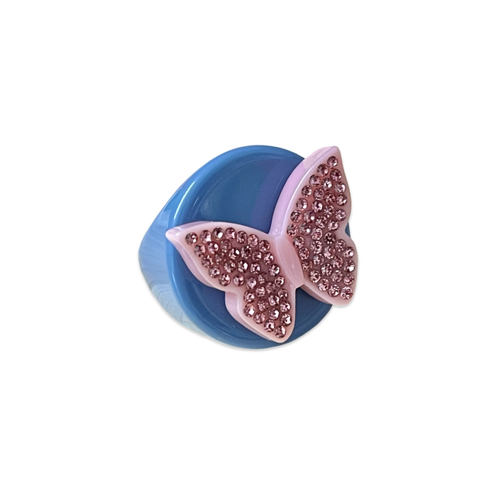 Crystal Butterfly Circle Ring