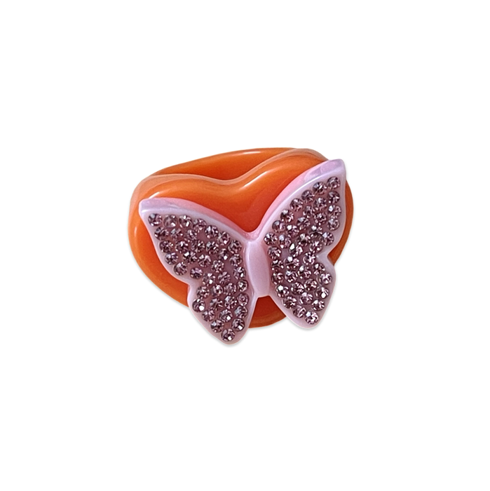 Crystal Butterfly Heart Ring