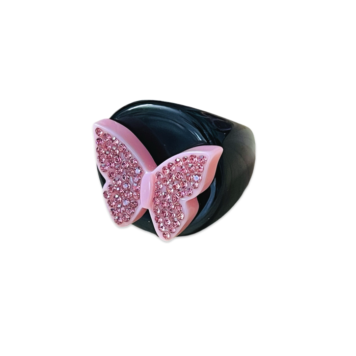 Crystal Butterfly Circle Ring
