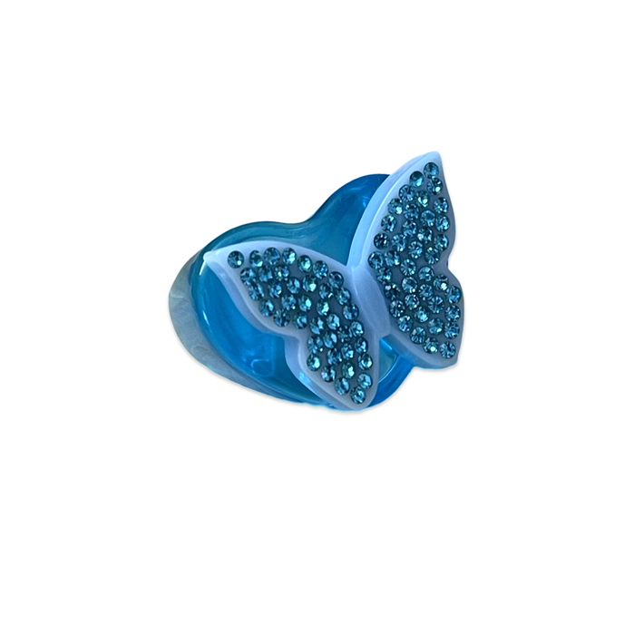Crystal Butterfly Heart Ring