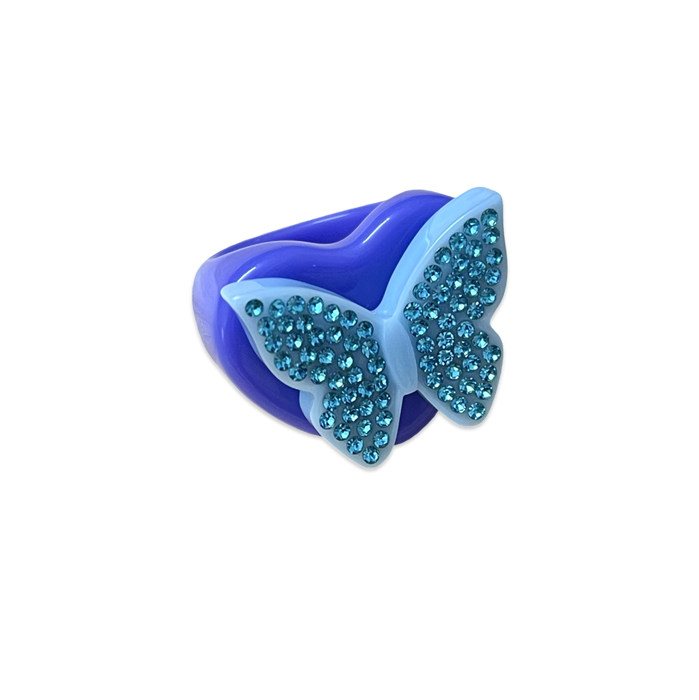 Crystal Butterfly Heart Ring