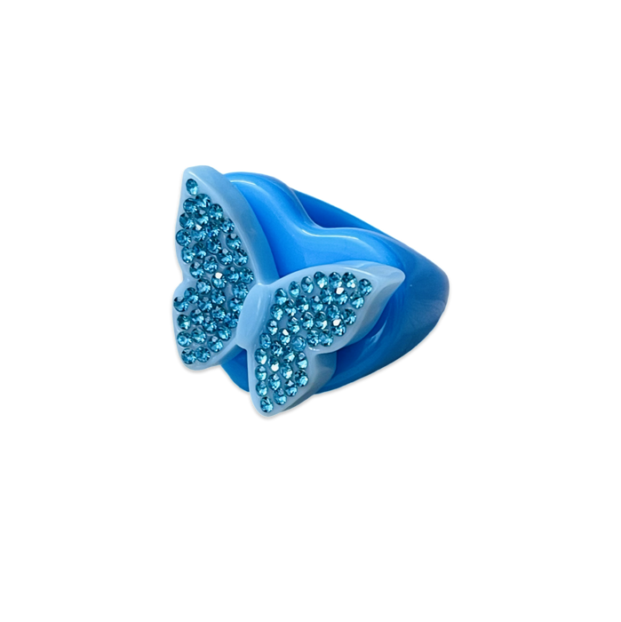 Crystal Butterfly Heart Ring