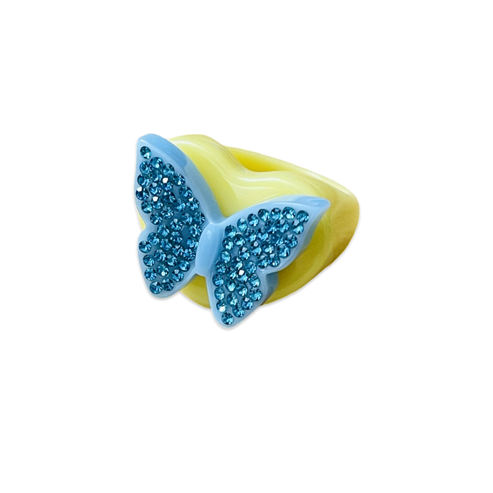 Crystal Butterfly Heart Ring