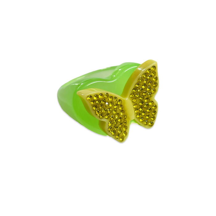 Crystal Butterfly Heart Ring