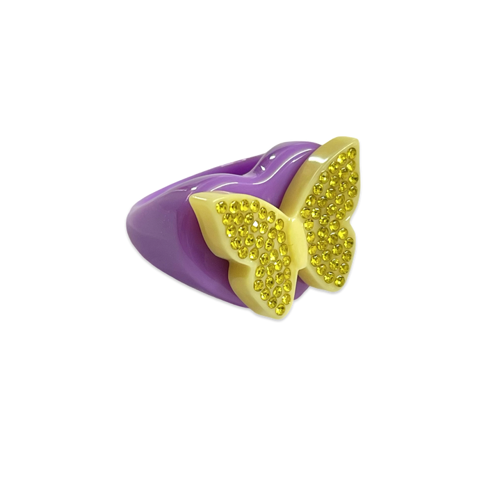 Crystal Butterfly Heart Ring