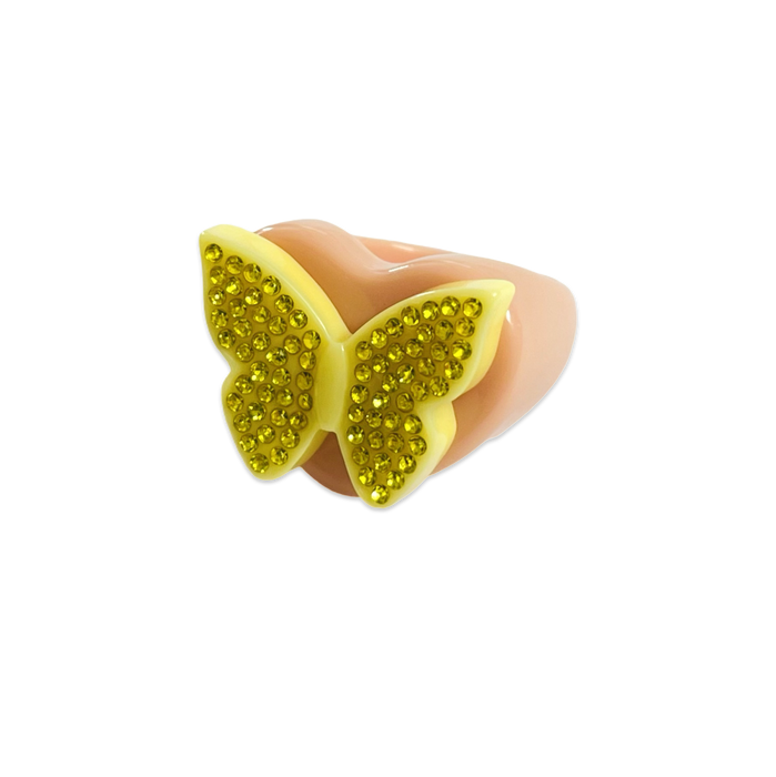 Crystal Butterfly Heart Ring