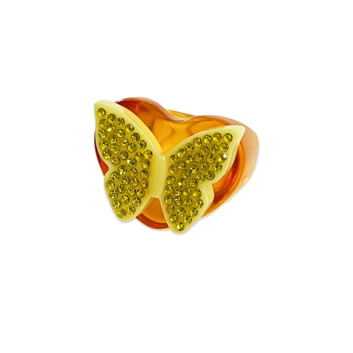 Crystal Butterfly Heart Ring