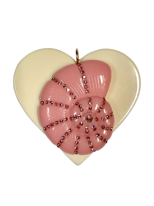 XL Crystal Shell Heart Pendants
