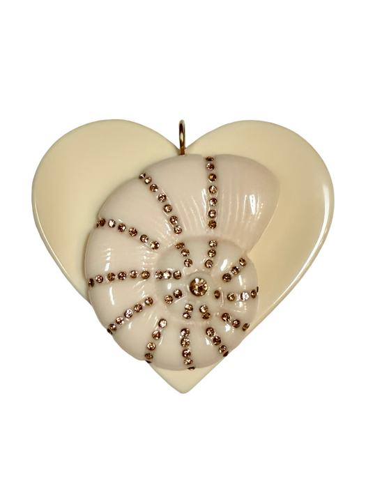 XL Crystal Shell Heart Pendants