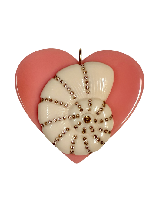 XL Crystal Shell Heart Pendants