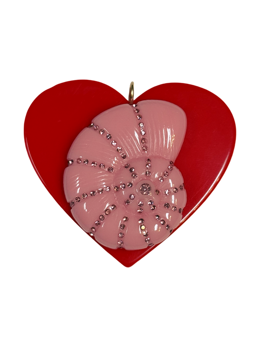 XL Crystal Shell Heart Pendants